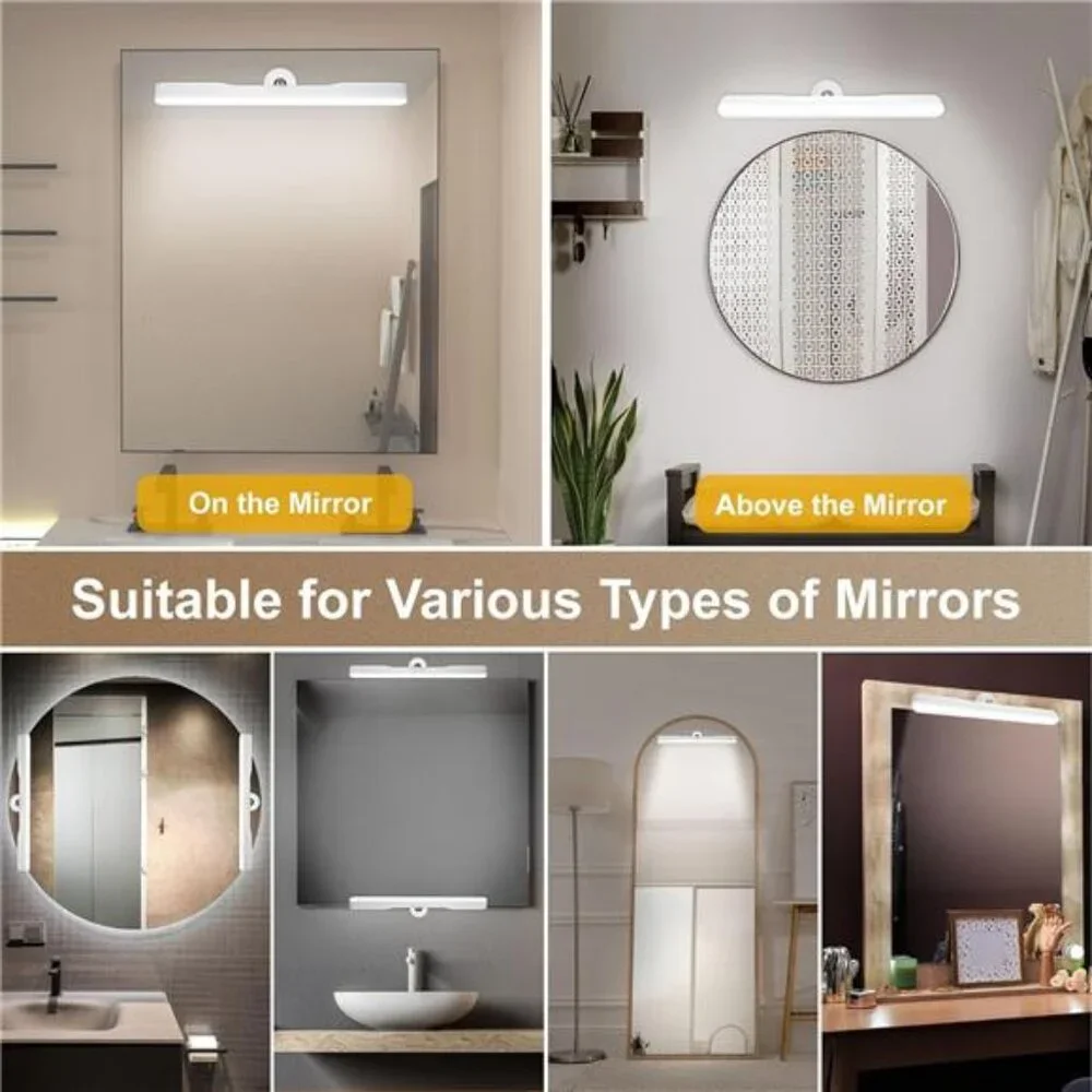 2 Pack Wireless Vanity Lights for Mirror, Rechargeable Battery Operated Mirror